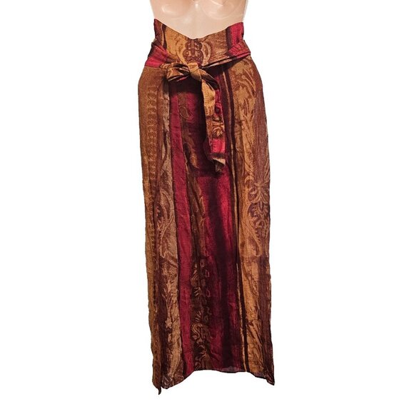 Max Mara Burnout Wrap Midi Skirt Women Size 12 Viscose/Linen - Picture 5 of 13